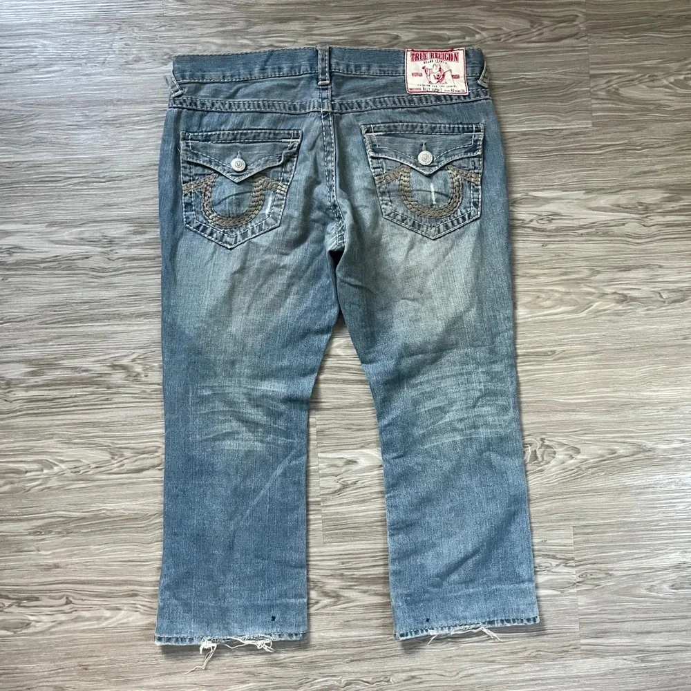 True Religion Billy Super T Jeans Mens 40 Blue Distressed Straight Made in USA
